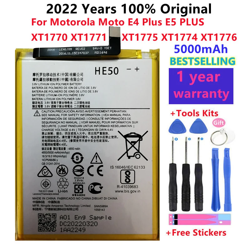 

100% Original 5000mAh HE50 Battery For Motorola Moto E4 Plus E5 PLUS XT1770 XT1771 XT1775 XT1774 XT1776 Phone Batteries Bateria