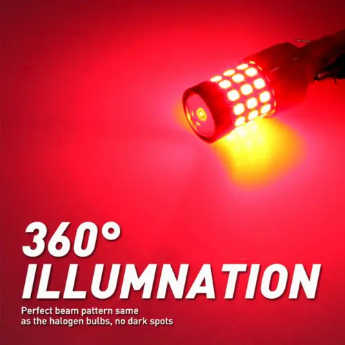 

2X 7443R 7440 Red Led Strobe Flashing Blinking Brake Tail Light Parking Bulbs