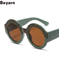 boyarn eyewear fashion new glasses round double spell leopard print retro sunglasses gafas de sol wear conca
