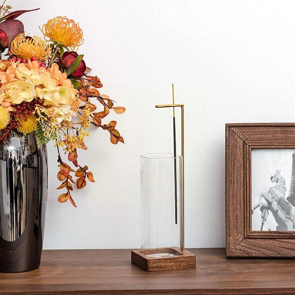 

Incense Holder Wooden Incense Stick Holder Anti-ash Flying Modern Incense W/ Glass Ash Catcher For Decor Yoga Medita S1p2