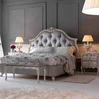 High end French solid wood bed simple European double bed American 1.8m carved retro made light luxury European bed