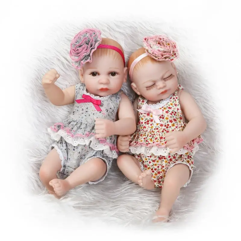 

Mini Silicone Baby Doll Twins Silicone Baby Reborn Children Toy For Girl Collection Art Toddler Play House Boneca Birthday Gift