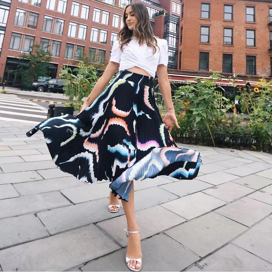 

Hot Sale Top Quality 2021 Autumn Collection Sky Blue Floral Print Billowy Lantern Sleeve Long Length Dress Women