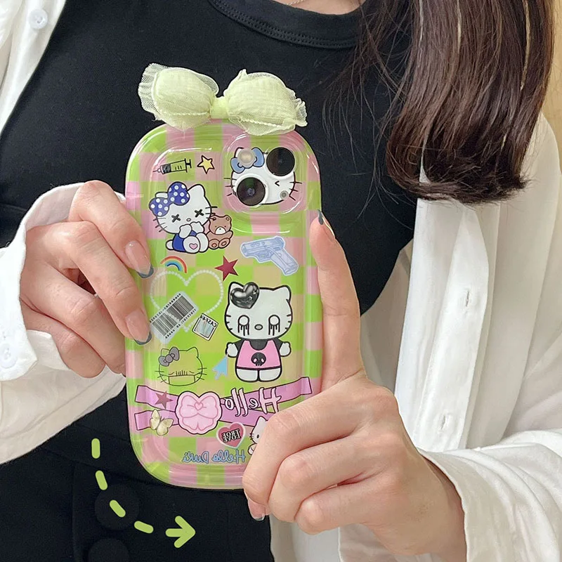 

Anime Sanrio Phone Case Hellokitty for Iphone14 13 12 11 Pro Max Xs Xr Kawaii All Inclusive Anti-Fall Soft Protective Case Gifts