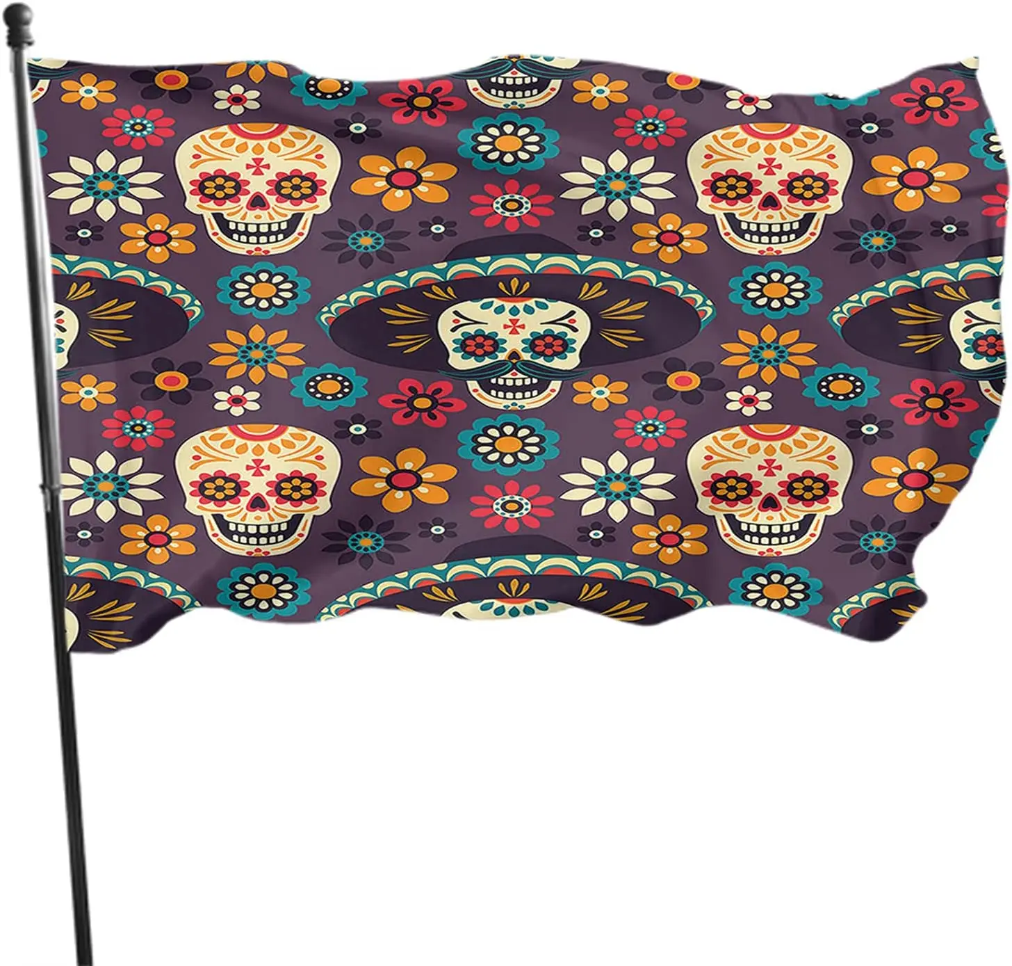 

Skull Flag Sugar Skull Flowers Mexico Festival Dia De Los Muertos Outdoor Flags Large Welcome Yard Banners Home Garden Yard