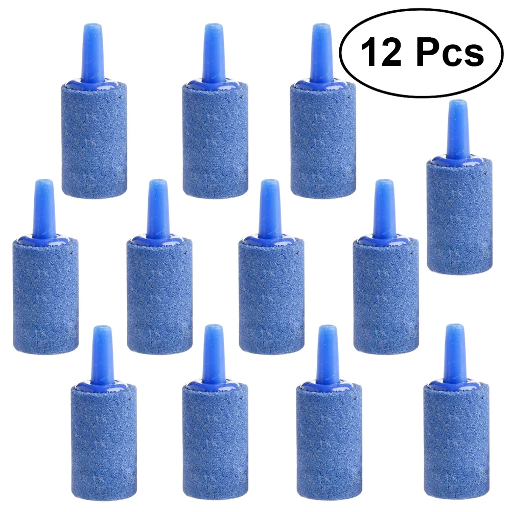 

Air Stone 12 Pieces Cylinder Bubble Diffuser Airstones for Aquarium Tank Pump Round Diffuser Blue