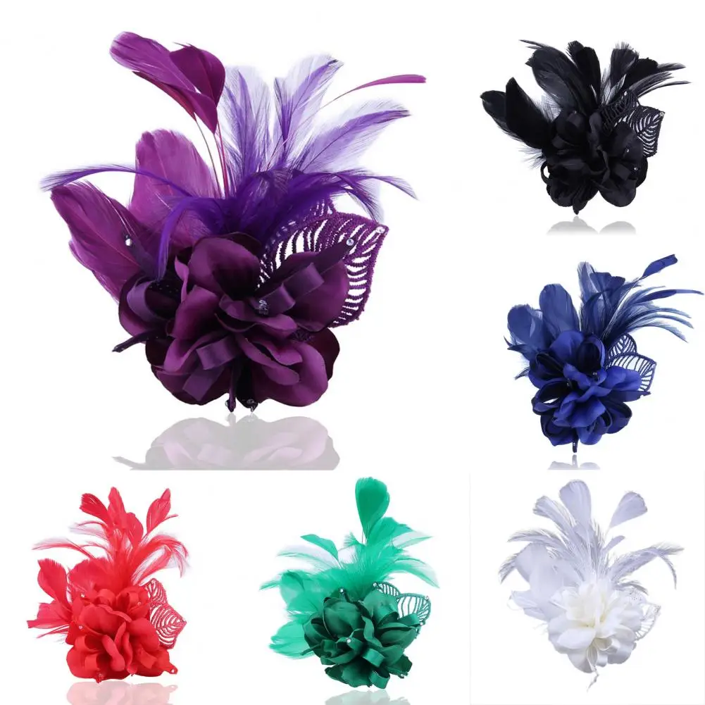 

Attractive Brooch Pin Eye-catching Long-lasting Handmade Fabrics Feather Brooch Non Fading Brooch Hat Decoration