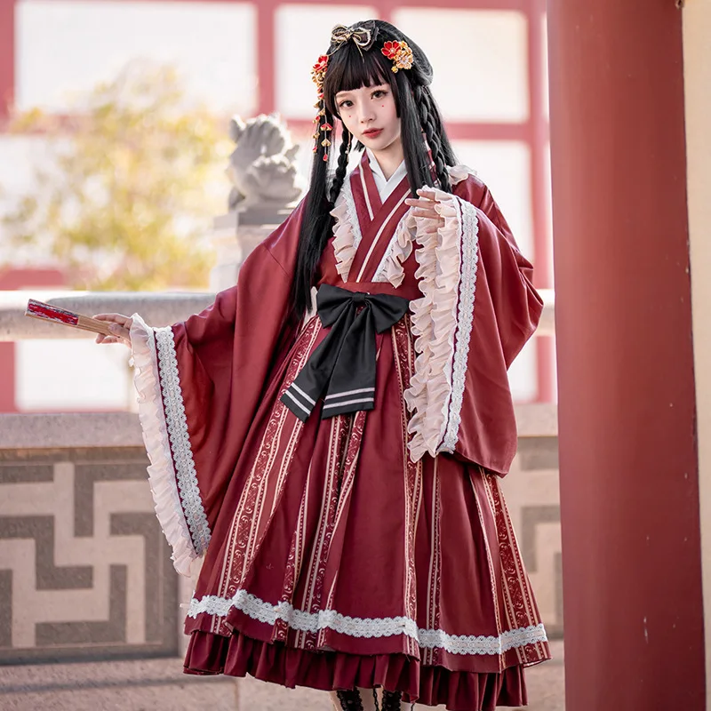 Vintage Chinesische Hanfu Kleid Süße Qi Lange Kimono Hülse Lolita Kleid durch idream