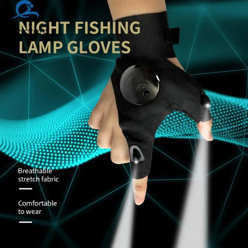 

Abs Two-finger Split-finger Gloves Strong Light Luminous Strong Light Flashlight Double-sided Elastic Half Finger Glove