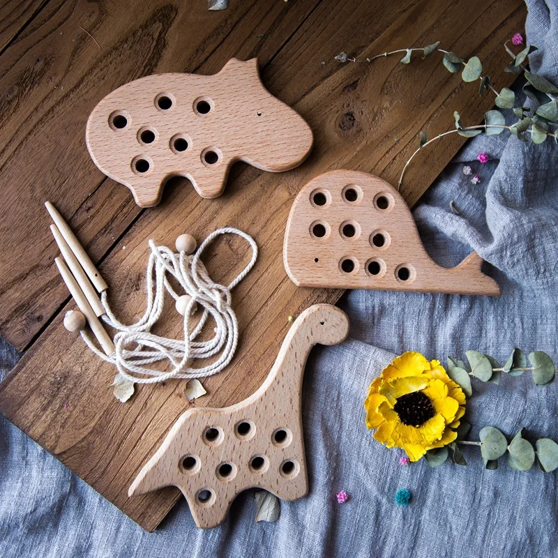 Деревянная доска для нарезки динозавров игрушки деревянные блоки пальцы гибкая
