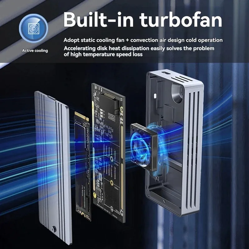 Фото USB4 40Gbps M.2 NVMe SSD Enclosure with Cooling Fan M.2 to USB4.0 Adapter Thunderbolt 4 External SSD Case Compatible USB 3.2/3.1 №3