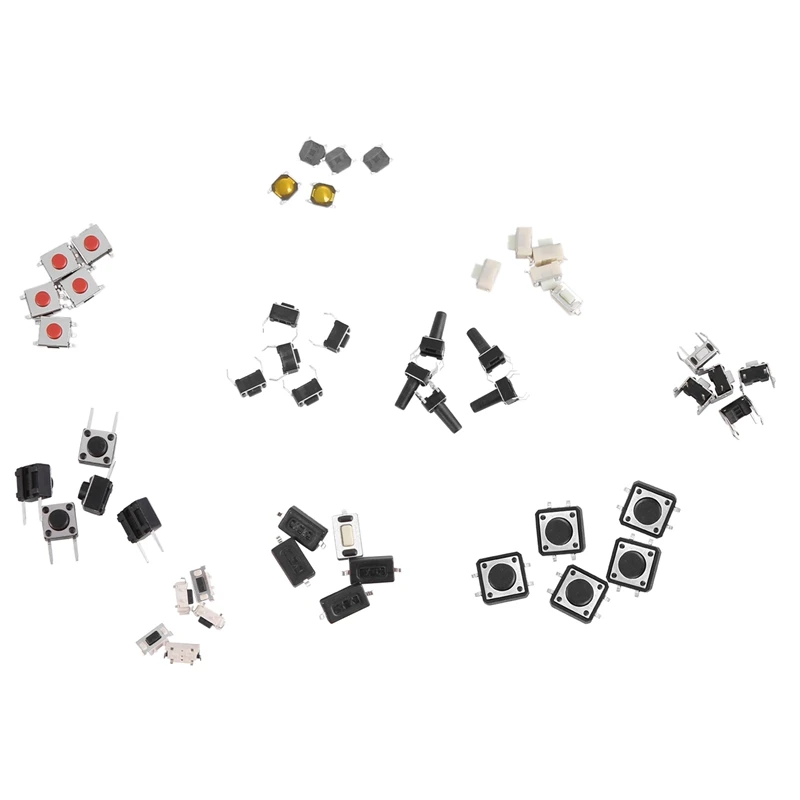 

AT35 Mini Switch 125Pcs 25Types/Lot Assorted Push Button Tact Switches Reset Mini Leaf Switch SMD DIP 2X4 3X6 4X4 6X6 Diy