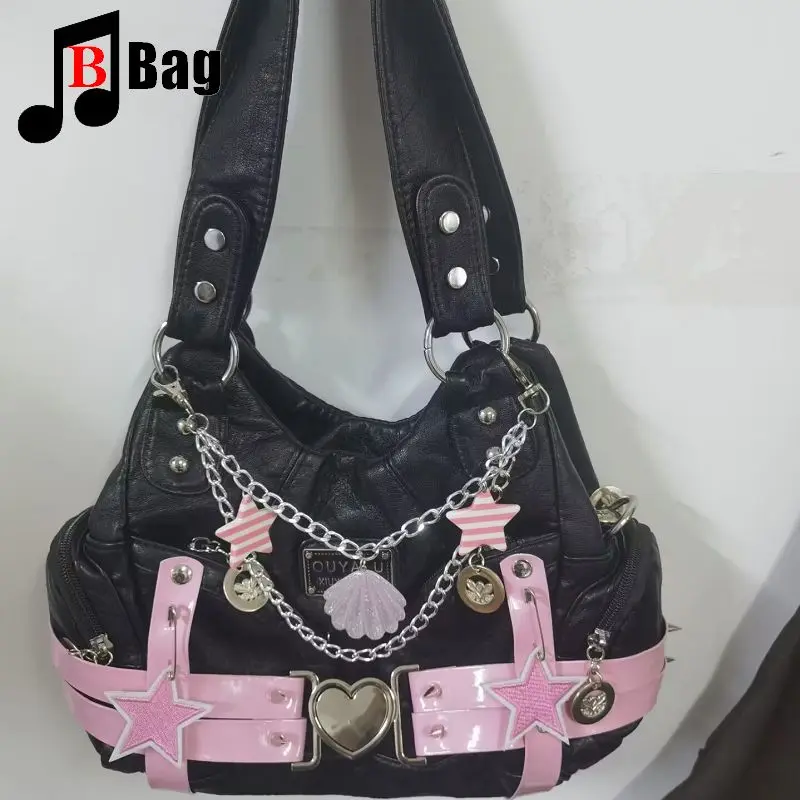 Женская сумка в стиле ретро Y2K розовая вместительная дизайнерская сумка-тоут со