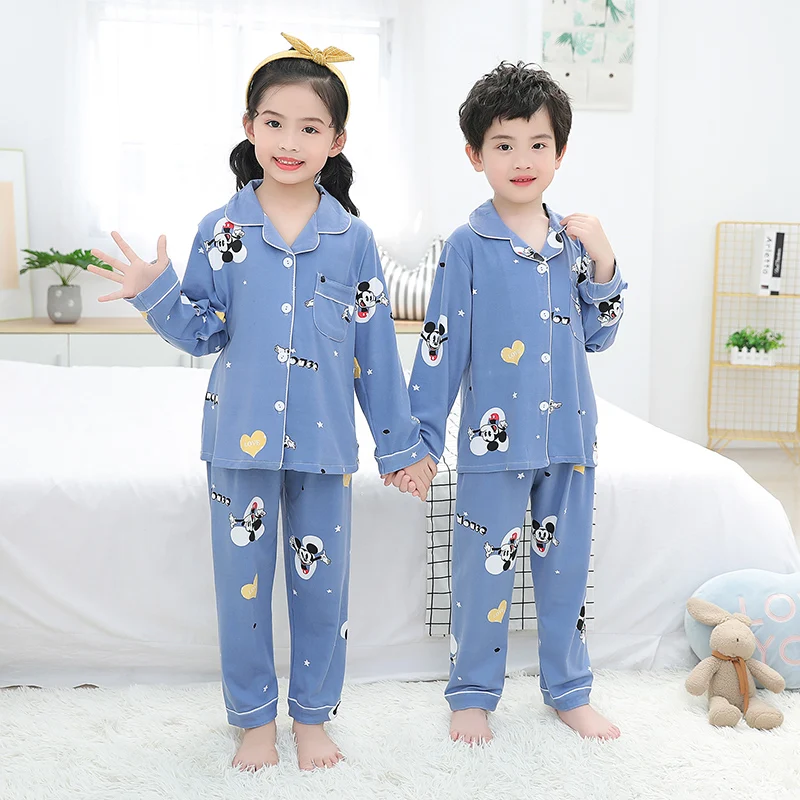

Disney 2022 Kids Pajamas Autumn Winter Girls Boys Sleepwear Baby Clothes Cartoon Pajama Sets Cotton Pyjamas Child Sleepwear
