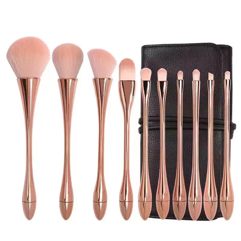 

NEW2023 10PCS Makeup Brushes Set Rose Golden Brush Foundation&Powder&Blush Fiber Makeup Brushes Makeup Tools Face Lip Ey