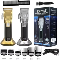 kemei professional rechargeable lcd display hair trimmer barber shop adjustable electric hair clipper beard hair cutter machine