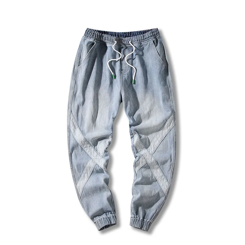 DEEPTOWN Patchwork Jeans Men Loose Fashion Harem Denim Pants Causal Jogger Trousers Male Streetwear Hip Hop Spring Plus 5XL