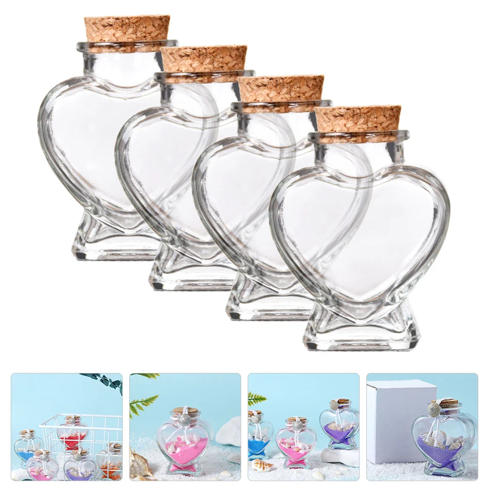 

4 Pcs Crafts Clear Glass Bottles Favor Jars Wedding Favors Gift Storage Containers Cork Wooden Airtight Potion Tiny