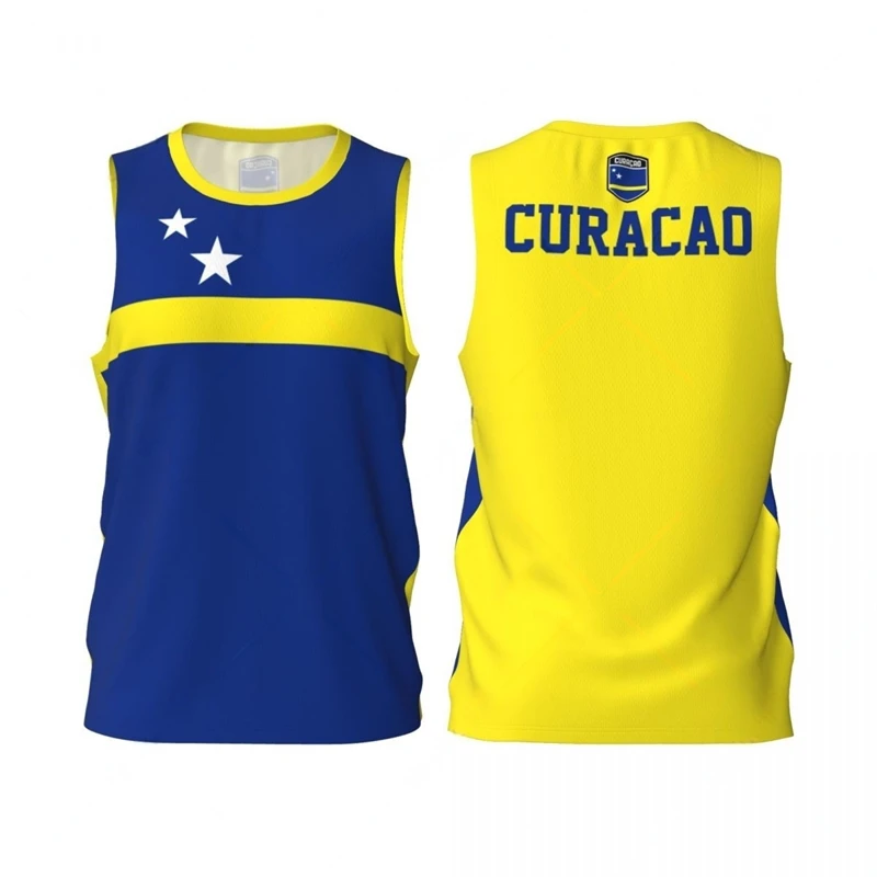 Флаг Кюрасао графические майки простые модные мужские и женские баскетбольные с