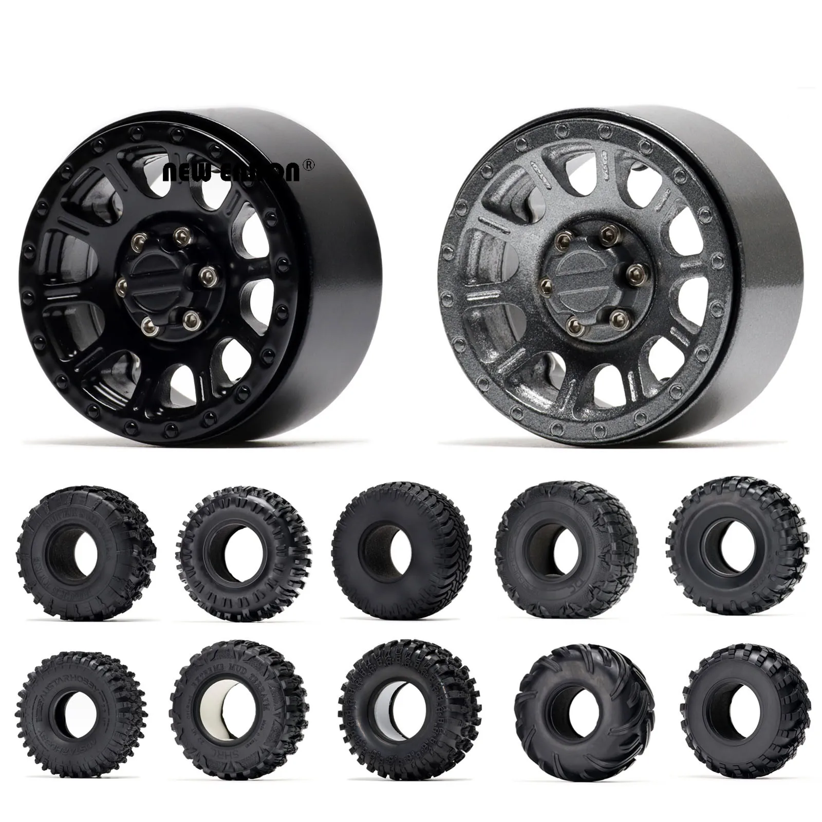 

NEW ENRON 2.2inch Alloy Beadlock Wheels Hub Rim & Rubber Tires for RC Crawler 1/10 Traxxas TRX-4 Wraith YETI RR10 Axial SCX10 II