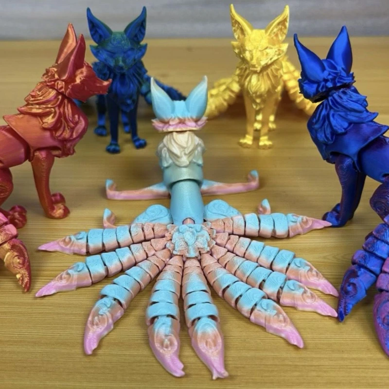 8 см 3D печатная девятихвостая модель лисы игрушка детская головоломка креативный
