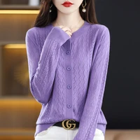 spring and autumn new worsted wool ladies hollow cardigan thin solid color fashion loose top korean knit sweater versatile 2022