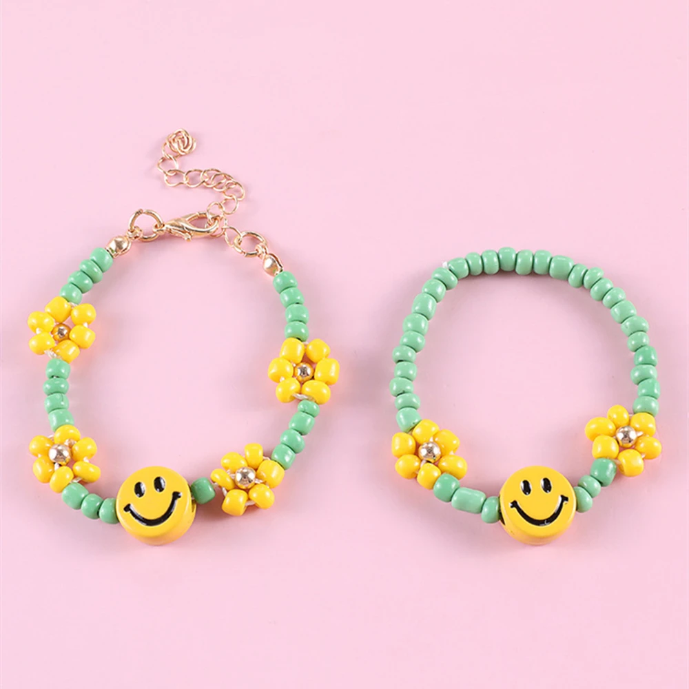 Детский браслет с бисером Makersland с очаровательным символом улыбки, браслет из семян, подарок на вечеринку, оптовая продажа детских браслетов.