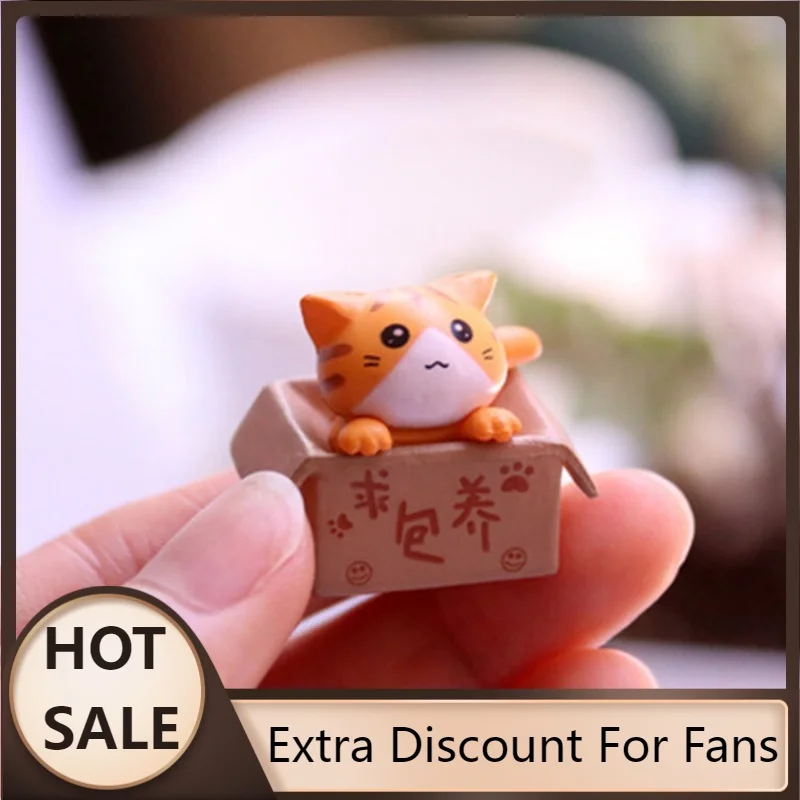 

Hot Cartoon Poor Box Cat Kitty Model Small Statue Car Figurine Crafts Garden Figurine Ornament Kids Room Desk Garden Decoratio