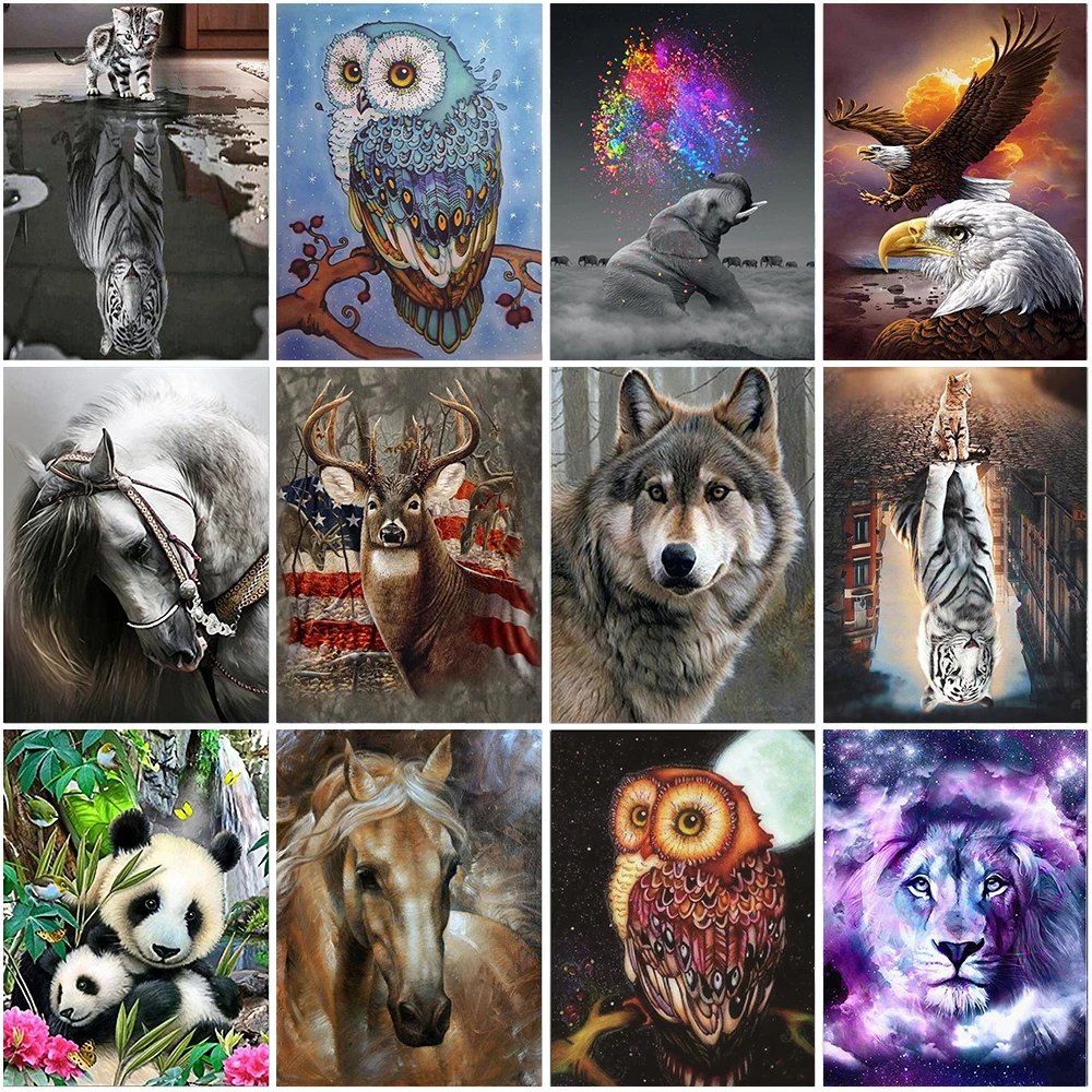 

JIEME Wolf DIY 5D Diamond Painting Full Round Rhinestone Paintings Animal Diamond Embroidery Cross Stitch Mosaic Home Decor