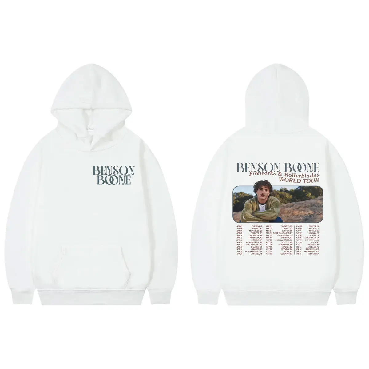 Benson Boone Fireworks and Rollerblades World Tour 2024 Hoodie Fashion Vintage Hooded Sweatshirt Unisex Oversized Fleece Hoodies