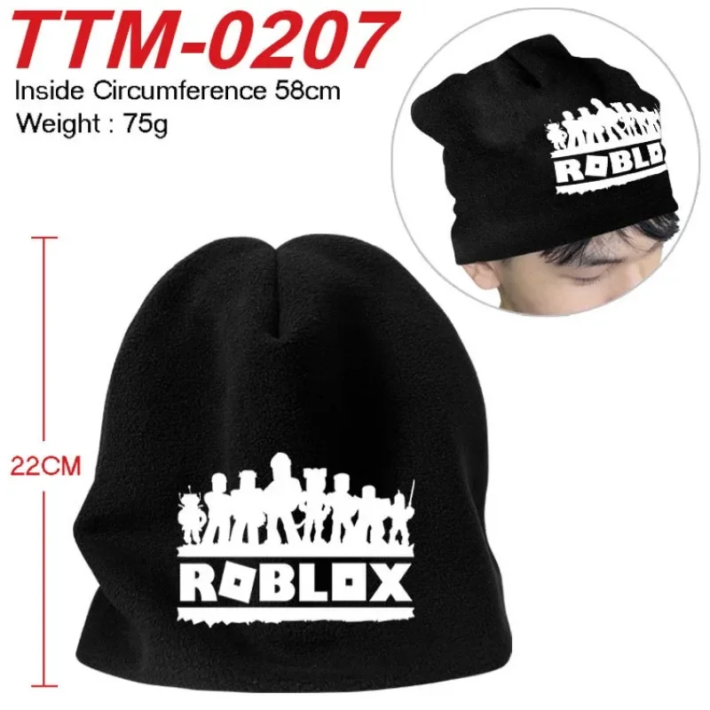 Фото Новая теплая вязаная шапка-бини в стиле Roblox для осени и зимы, универсальная мягкая тканевая шапка унисекс, подарок на день рождения и Рождество №3