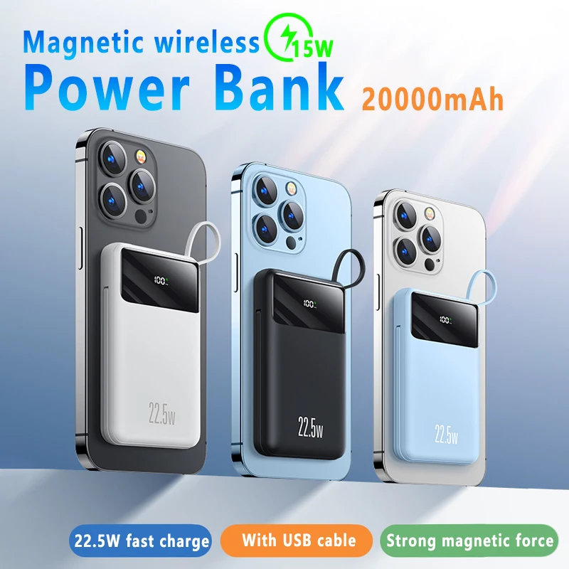 

20000mAh 20W Fast Charger Magnetic Wireless Power Bank Mobile Phone For iPhone12 13 Pro Max powerbank External Auxiliary Battery