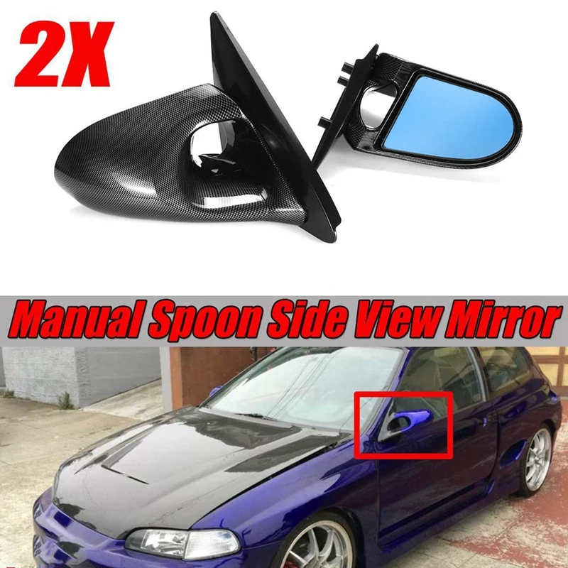 Ручное регулируемое зеркало бокового вида в стиле ложки вручную для Honda Civic EG 2Dr