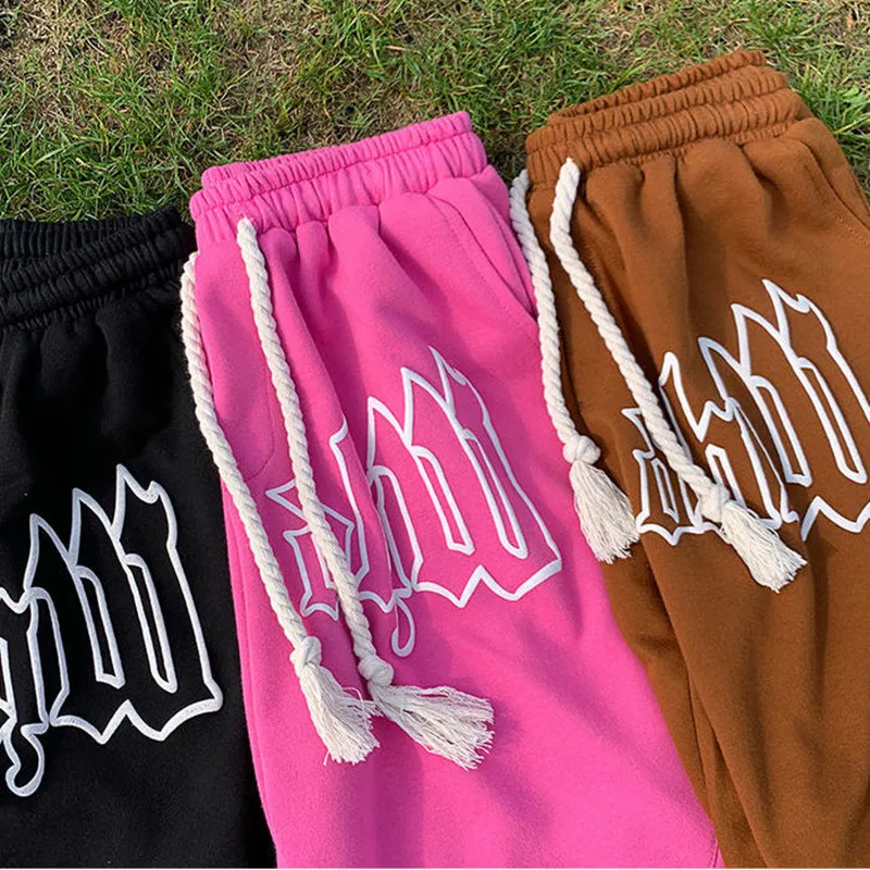 Summer Unisex Style Drawstring Shorts Letter Capris Relaxed Casual Fit Sports Shorts