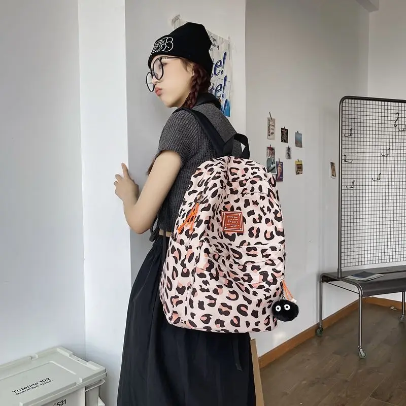 

Qyahlybz children girls school bag female ins wind large capacity brand cow backpack female students leisure travel backpack