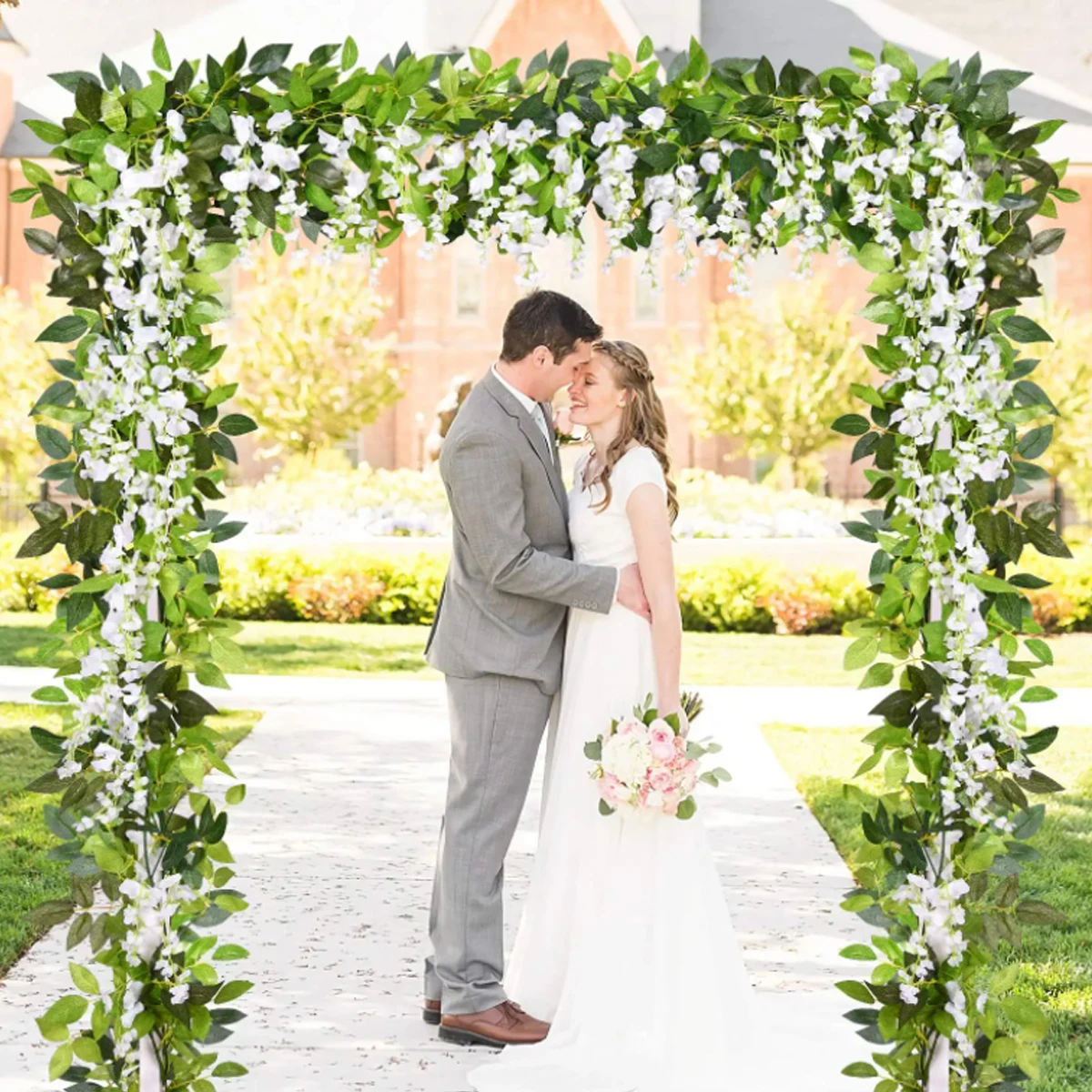 

2M artificial fake plant wisteria flower hanging flower green wreath suitable for home garden wedding arch flower decoration