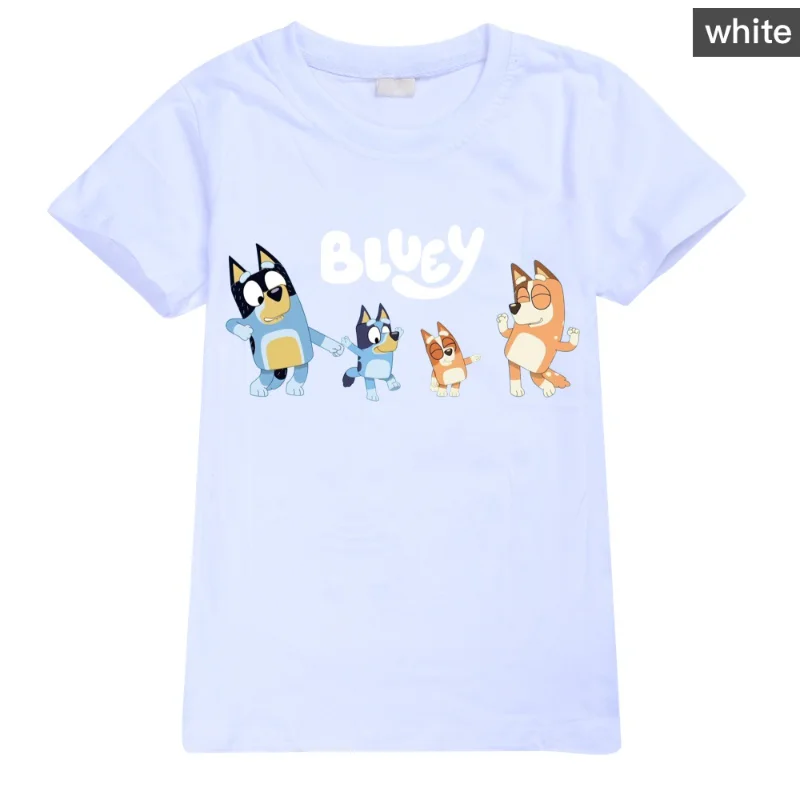 Blueyed Anime Figure Blue Dog Kids T-shirt Cartoon Pattern 100%
