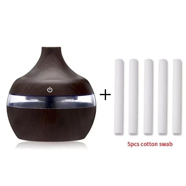 Air Humidifier Essential Aroma Oil Diffuser Ultrasonic Wood Grain USB Mini Mist Maker With Intelligent Touch Screen