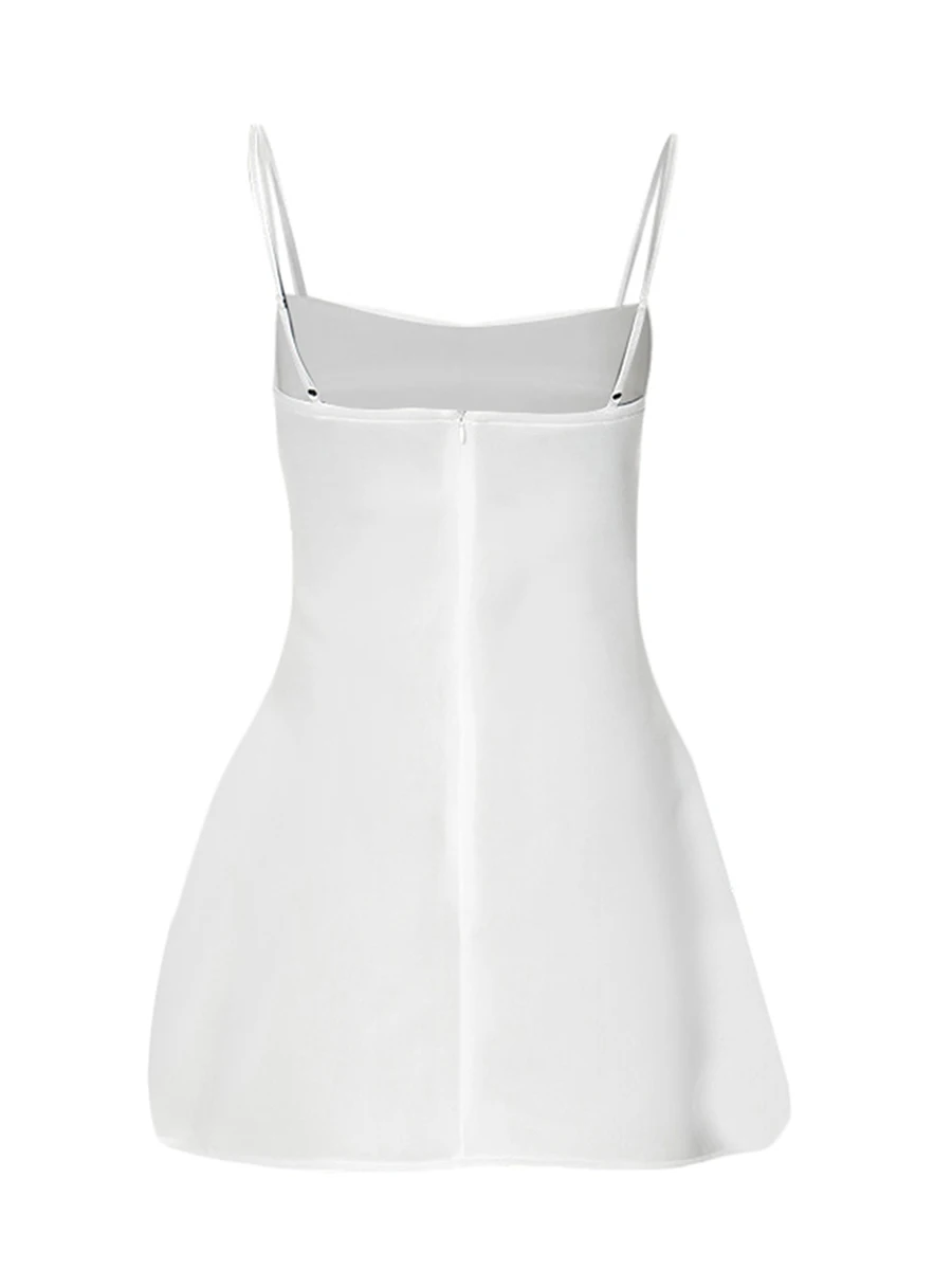 Женское мини-платье Rteyno на бретелях-спагетти Белое Облегающее короткое