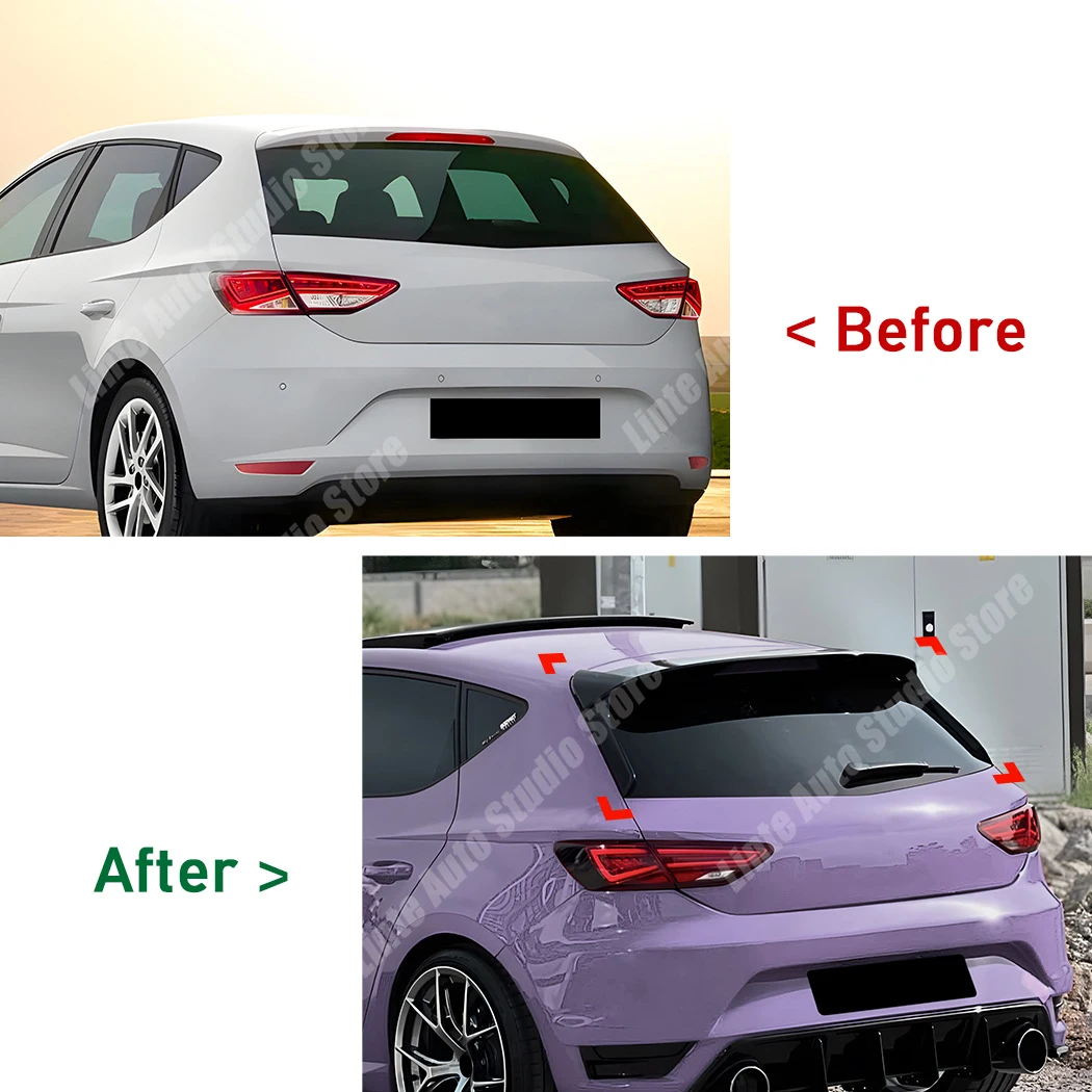 Фото Задний спойлер на крышу, верхний спойлер-крыло для Seat Leon 5F FR MK3 5-дверный 2013-2019, накладка на заднее стекло, сплиттер, тюнинг-комплект для кузова №4