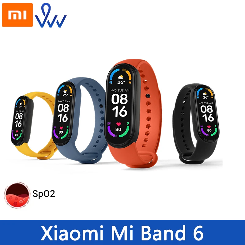 

Global Version Xiaomi Mi Band 6 Smart Bracelet Color AMOLED Screen Miband 6 Blood Oxygen Fitness Traker Bluetooth 5.0 Waterproof