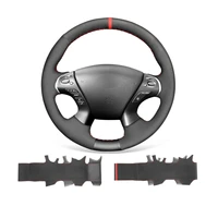 diy custom soft black suede steering wheel cover for infiniti jx35 m m25 m35 m37 m56 2011 2013 q70 2014 2019 qx60