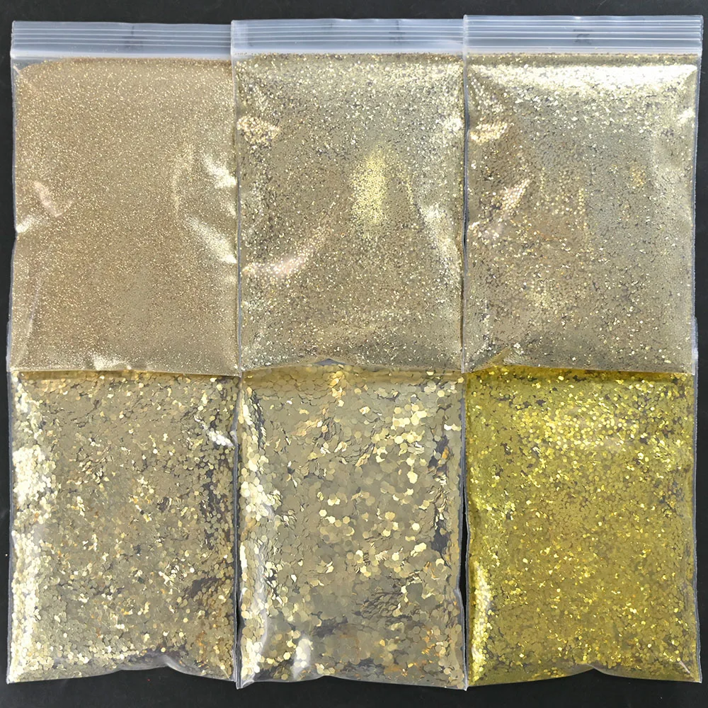 Наборы из 6 пакетов набор блестящих пудры для ногтей (10 фотоблесток) блестящие