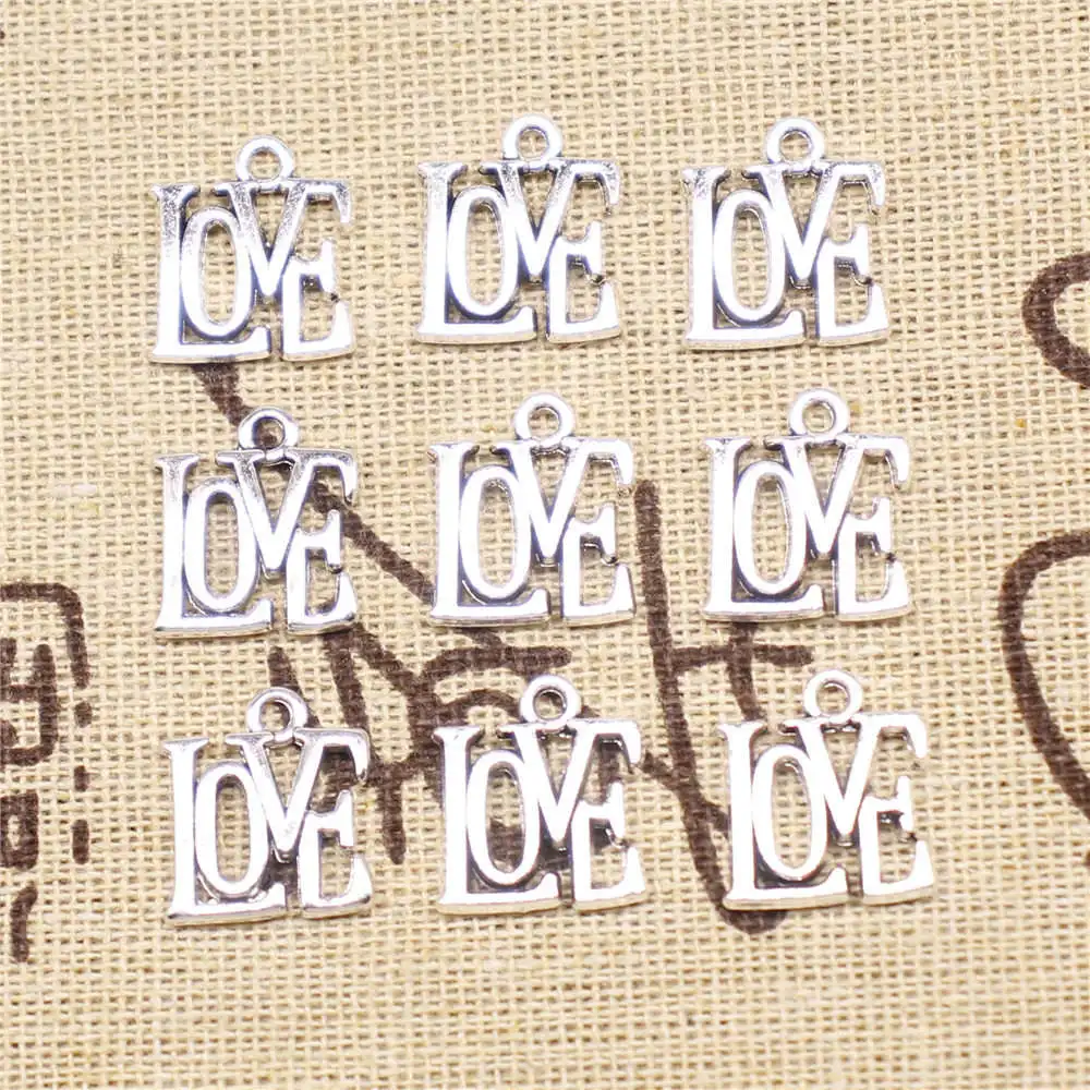 

Love Diy Bracelet Charms Pendants For Jewelry Craft Supplies 15X13mm Antique Silver Color 10 Pieces