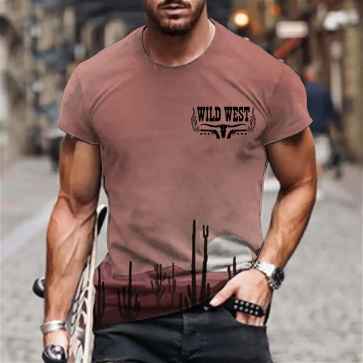 

Summer New Men's T-shirt 3D Ethnic Style Printed Round Neck Short Sleeve T-shirt