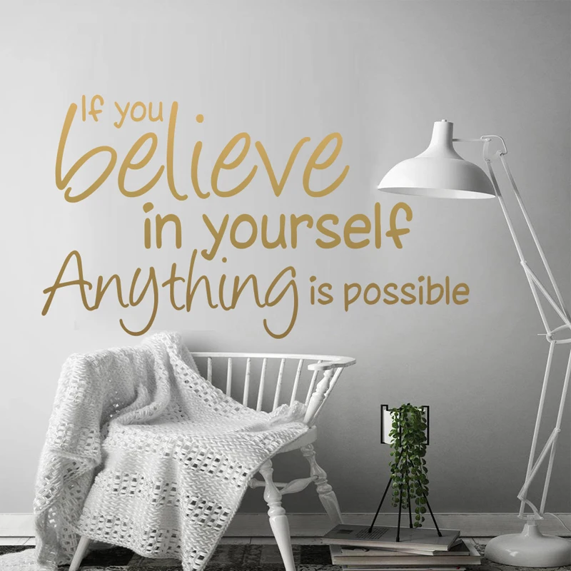 

Home Decor Wall Sticker Believe Dream Phrase Wallpaper Motivation Quotes Vinyl Decal Office Room Decoration Bedroom Art Mural