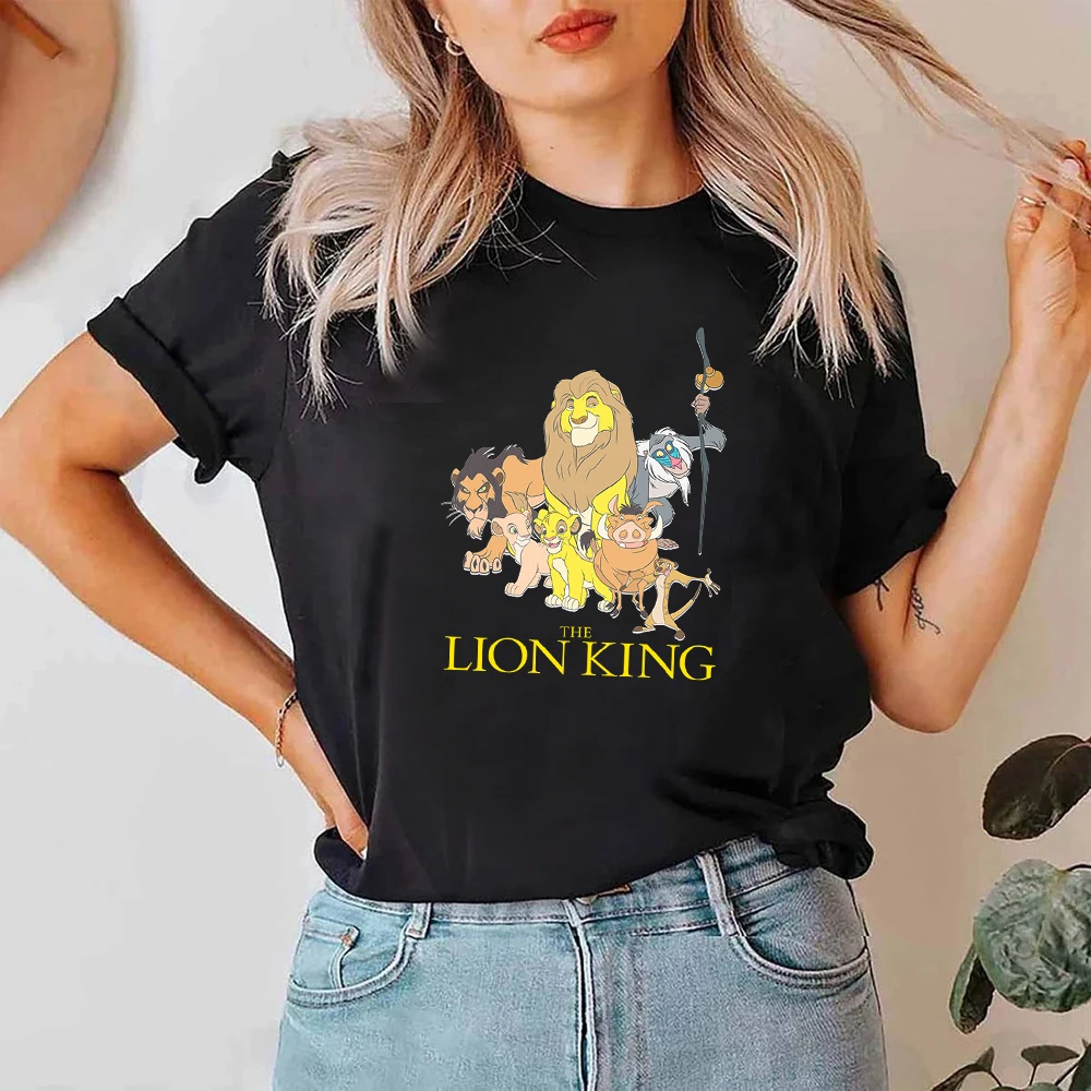 

Disney The Lion King Ropa Aesthetic Mujer 2023 Summer Urban Casual Black Tops Instagram Trend Women's T-shirts Fast Delivery