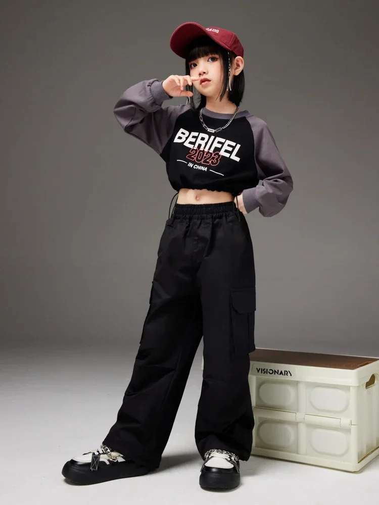 Kpop джазовый танцевальный наряд для девочек одежда черлидинга свободные топы