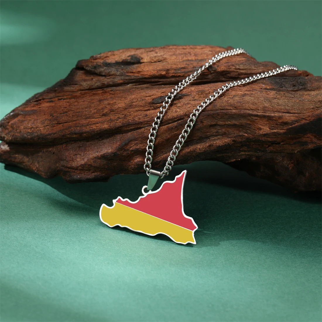 EUEAVAN капельное масло Италия Sicily карта кулон ожерелья из нержавеющей стали