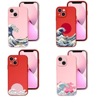 japanese sea wave ocean phone case red pink for iphone 12 pro 13 11 pro max mini xs x xr 7 8 6 6s plus se 2020 shockproof cover